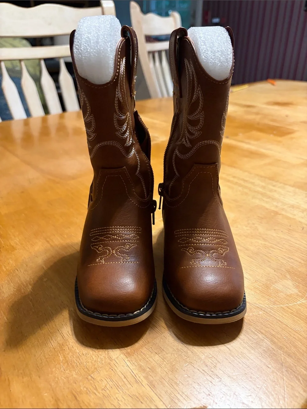 Brown Embroidered Kids' Western Boots